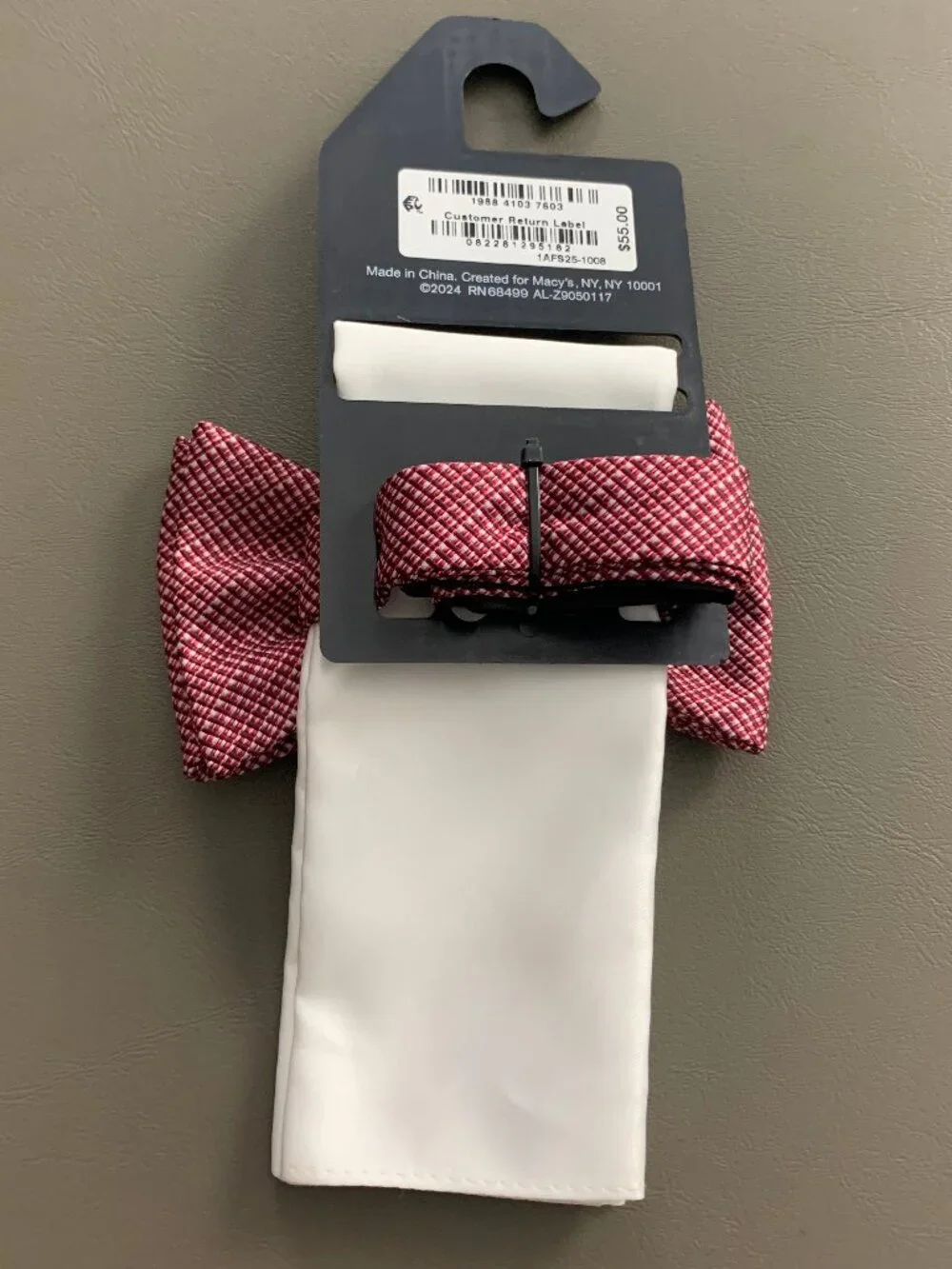 Alfani Men's 2-Piece Balaton Stripe Bow Tie & Solid Pocket Square Set, Red White